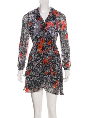 IRO Paris Vilia Sheer Floral Mini Wrap Dress Size EU 40